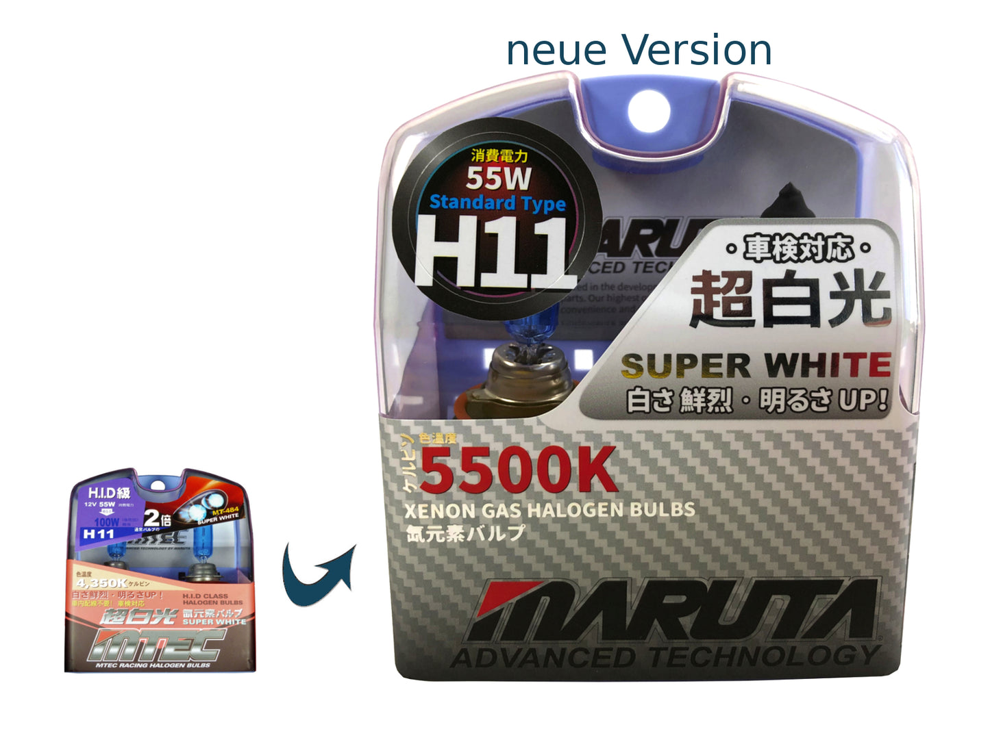 MARUTA SUPER WHITE H11 12V 55W Halogenlampe für Scheinwerfer, Nebellicht & Tagfahrlicht, 5500K Xenon-Effekt, langlebige Xenon-Gas Birne mit hochwertigem Quarzglas & Straßenzulassung (ECE Prüfzeichen) - Bild 8