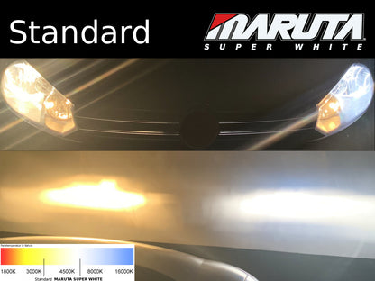 MARUTA SUPER WHITE H4 12V 60/55W Halogenlampe für Scheinwerfer, Abblendlicht & Fernlicht, 5500K Xenon-Effekt, langlebige Xenon-Gas Birne mit hochwertigem Quarzglas & Straßenzulassung (ECE Prüfzeichen) - Bild 5