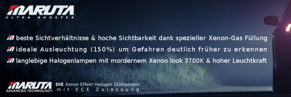 MARUTA ULTRA BOOSTER H4 60/55W +150% Helligkeit, Halogenlampe für Scheinwerfer, Abblendlicht, Fernlicht, 3800K langlebige Xenon-Gas Birne mit hochwertigem Quarzglas & Straßenzulassung (ECE Prüfzeichen) - Bild 6