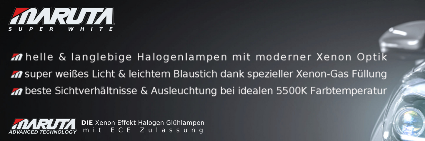 MARUTA SUPER WHITE H7 12V 55W Halogenlampe für Scheinwerfer, Abblendlicht, 5500K Xenon-Effekt, langlebige Xenon-Gas Birne mit hochwertigem Quarzglas & Straßenzulassung (ECE Prüfzeichen) - Bild 7