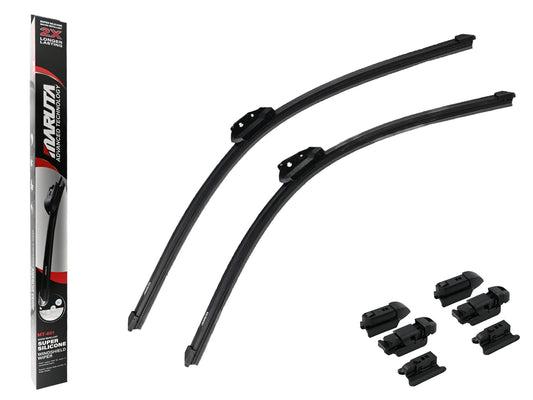 MARUTA Scheibenwischer SET 650 mm / 550 mm für Frontscheibe, Aero-dynamik optimierte Wischerblätter aus wasserabweisendem Silikon mit Multi Plattform Adapter - Perleffekt für streifenfreie Sicht - Bild 1